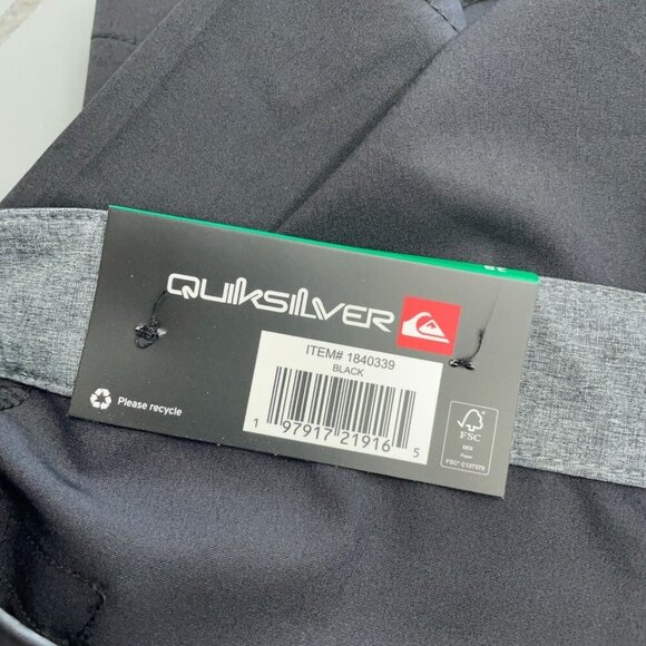 NEW Quiksilver Men's 38 Black 9" Inseam 4-Way Stretch Shorts UPF 50 Outdoor - Picture 8 of 9